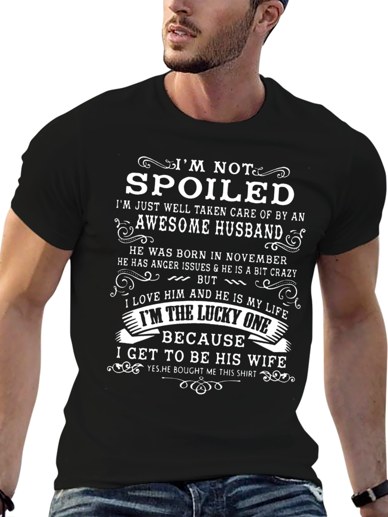 Funny Wife T-Shirt - Spoiled by Awesome Husband!