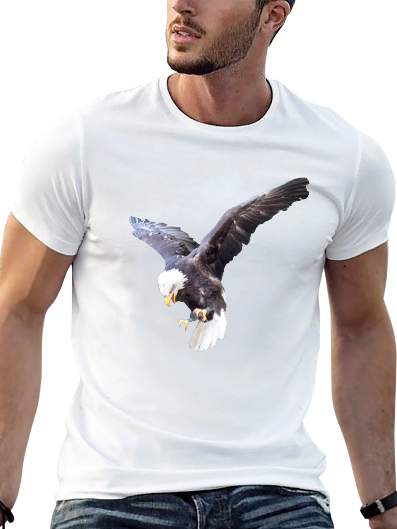 Bald Eagle Graphic Tee - Black Cotton Blend