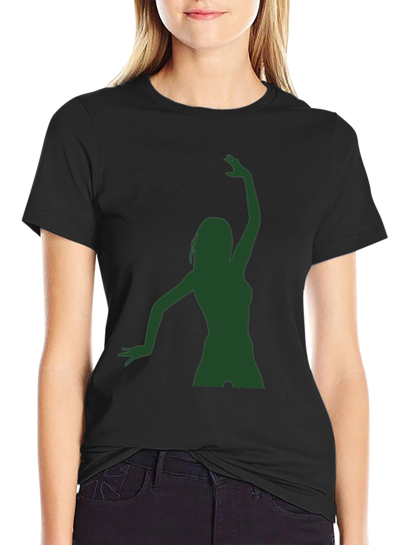 Silhouette Dance Graphic Tee - Black Cotton Blend