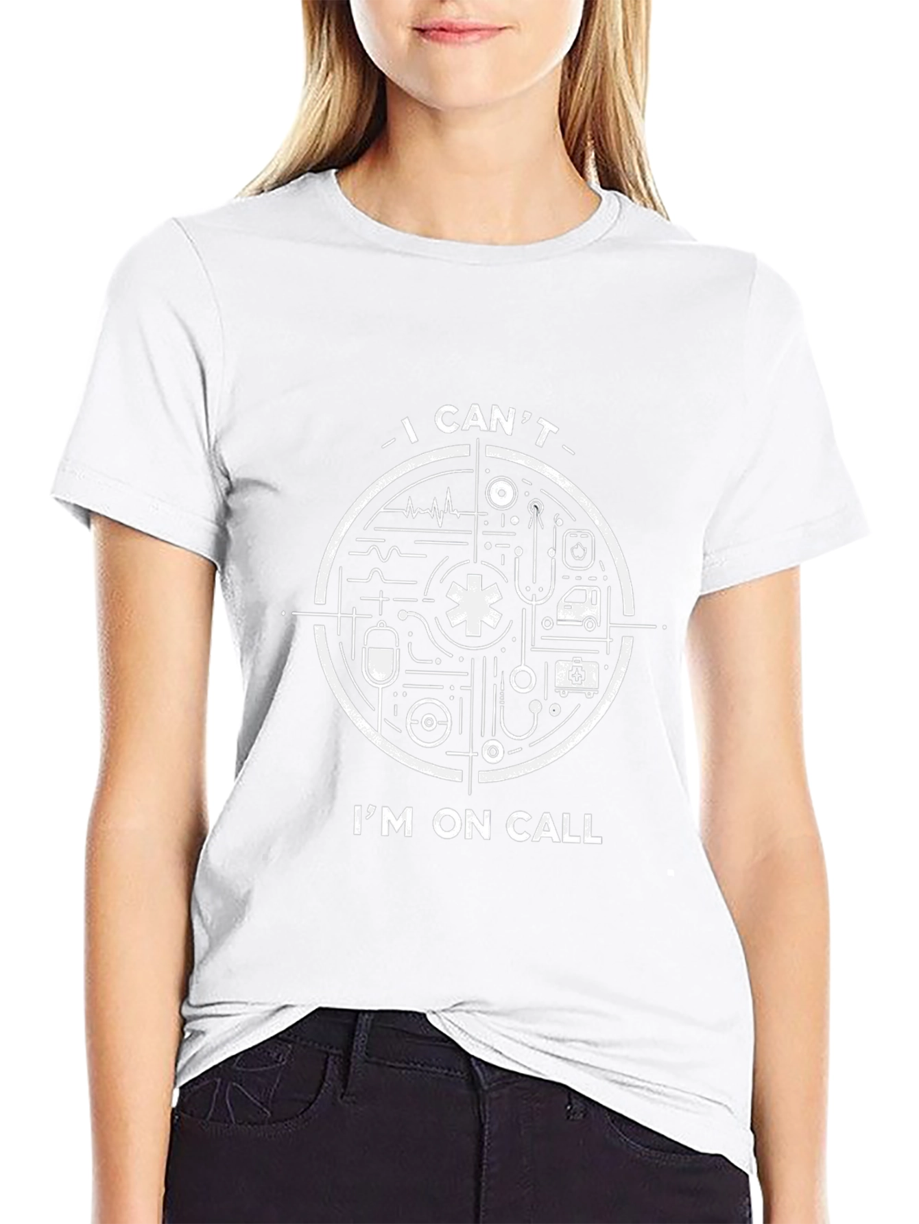 I Cant Im On Call Black Graphic T-Shirt