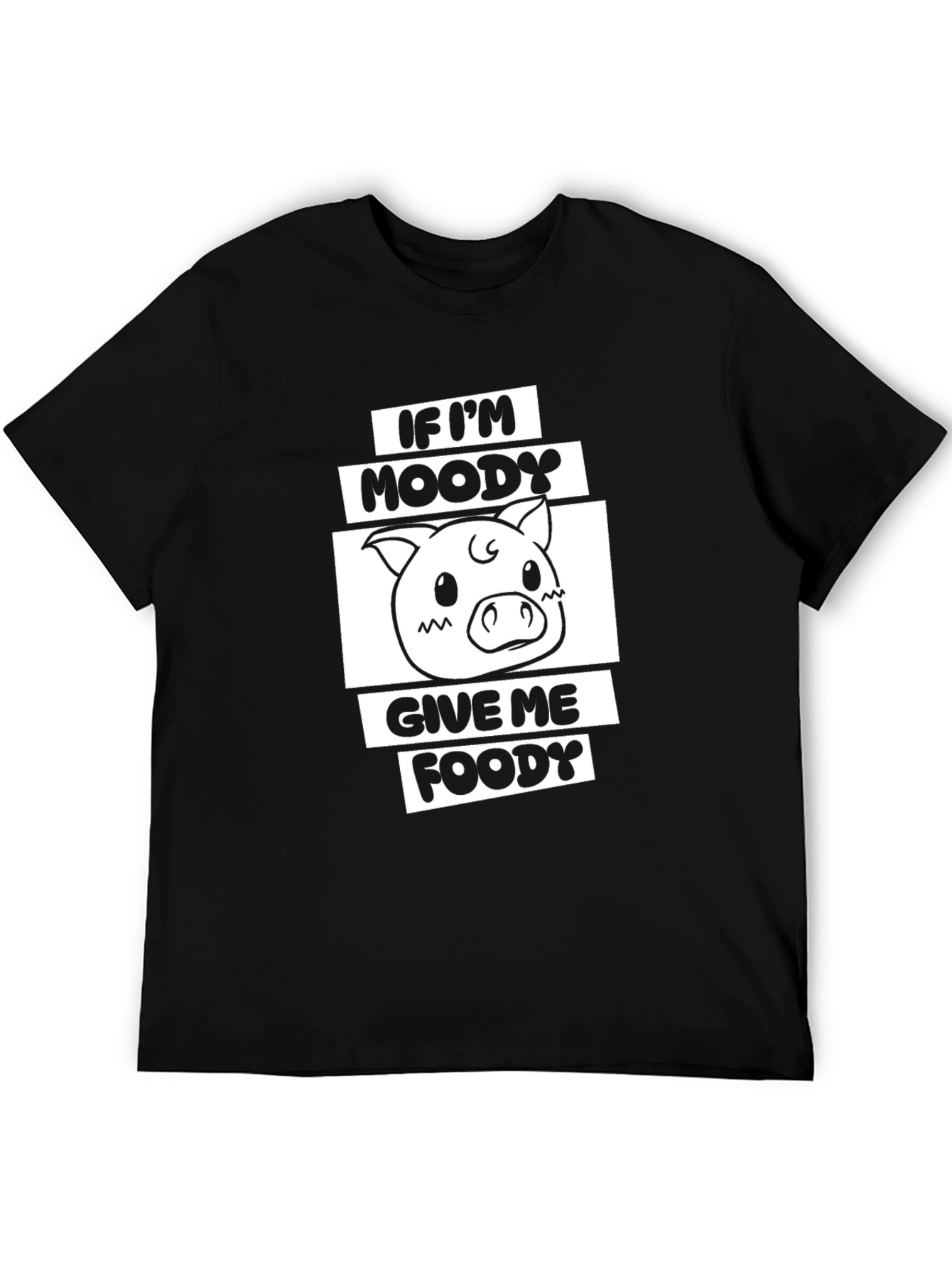 Moody Piggy Foody Black T-Shirt