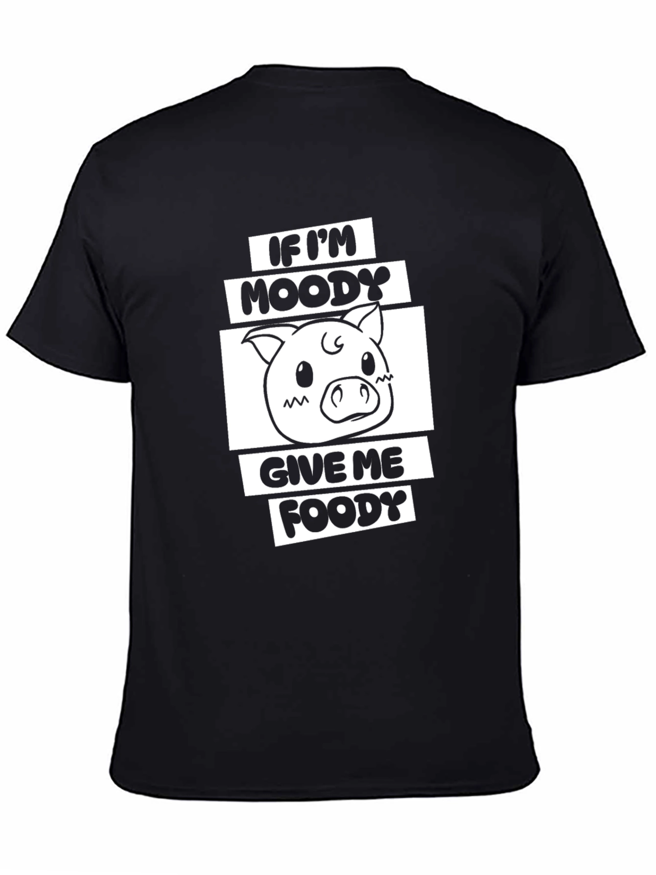 Moody Piggy Foody Black T-Shirt