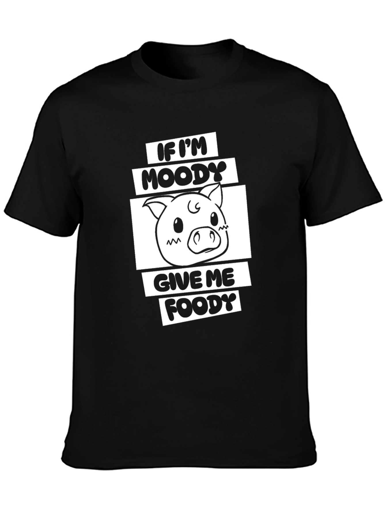 Moody Piggy Foody Black T-Shirt