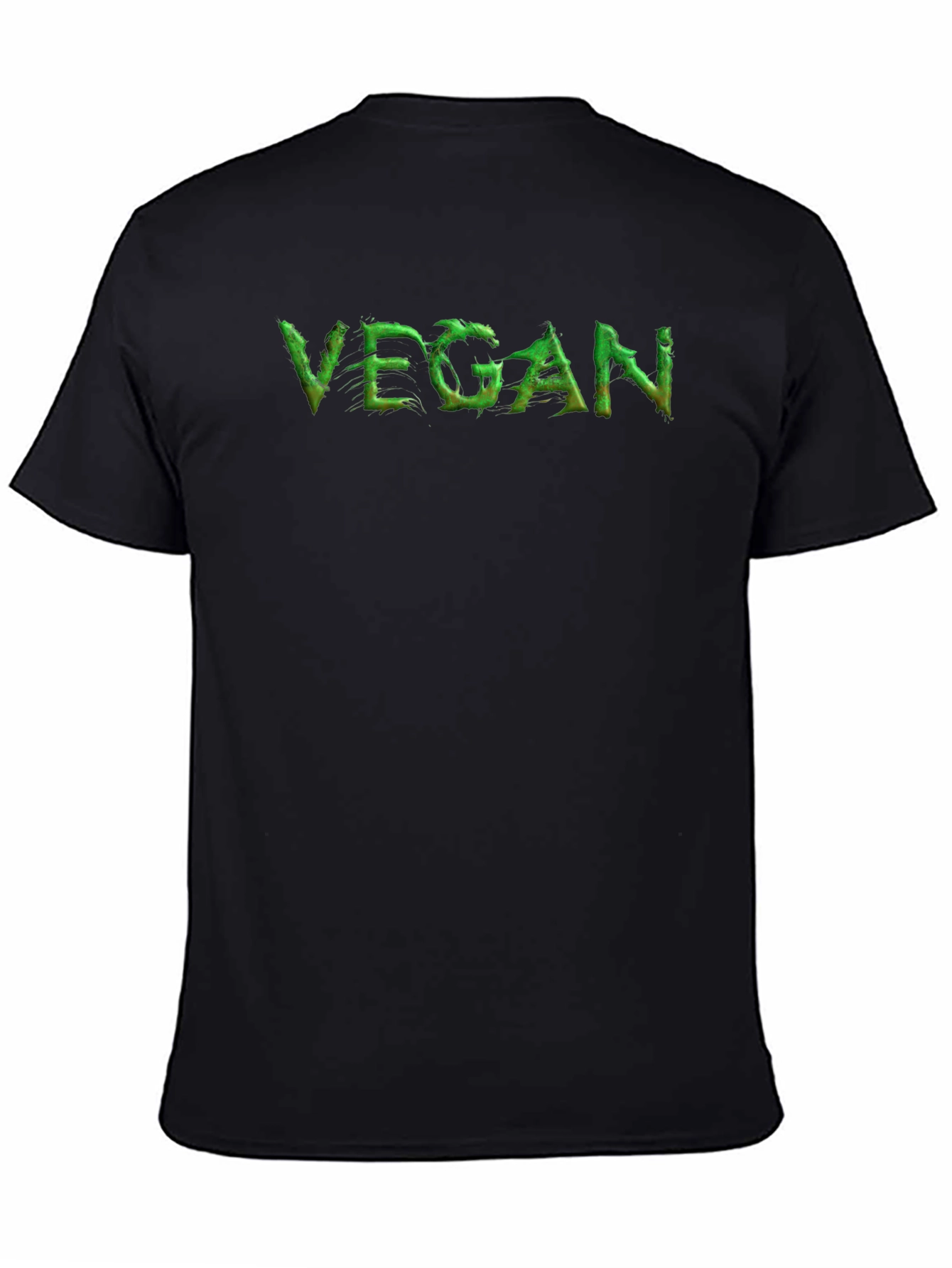 Vegan Statement Tee - Green Lettering Black Cotton