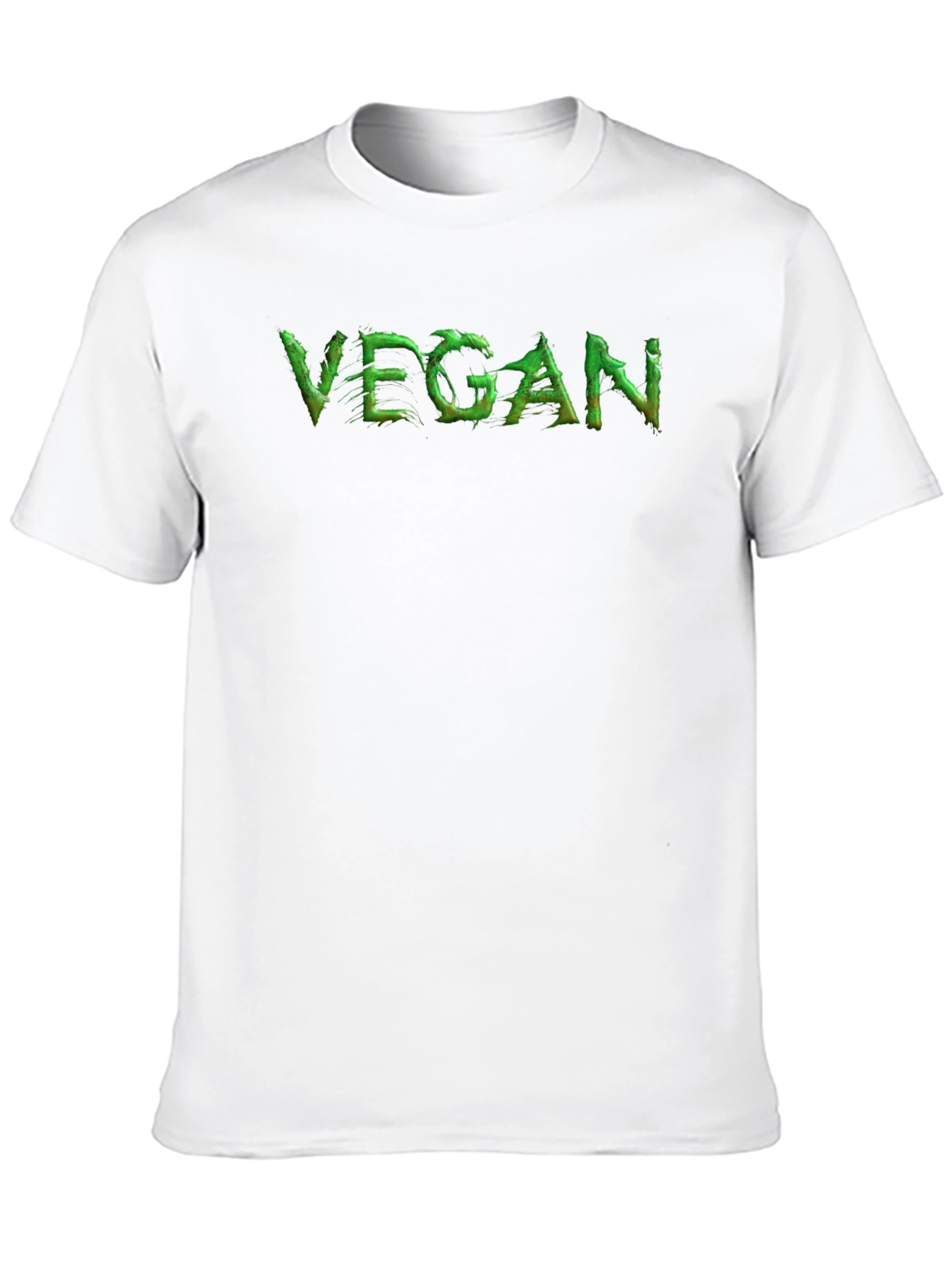 Vegan Statement Tee - Green Lettering Black Cotton