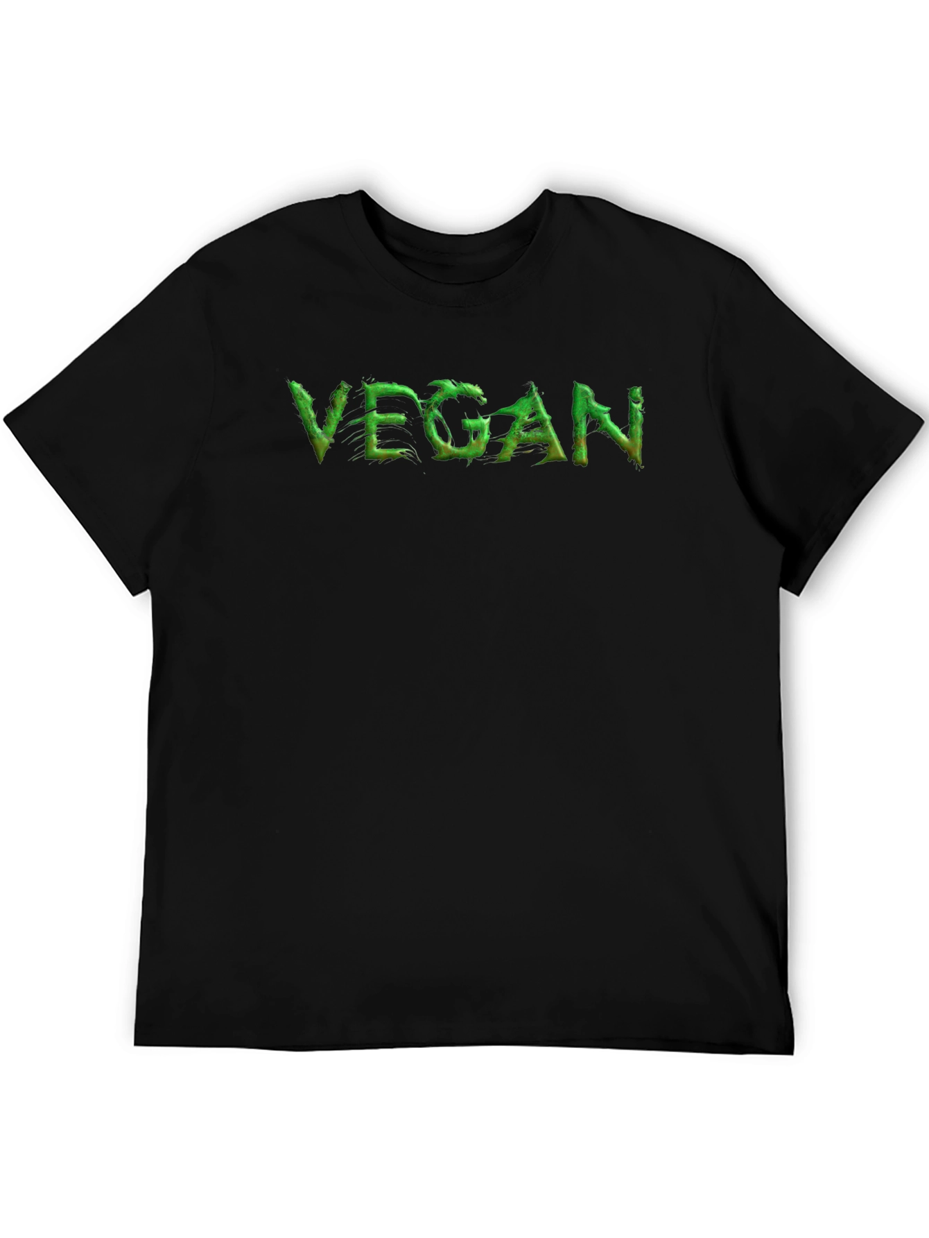 Vegan Statement Tee - Green Lettering Black Cotton