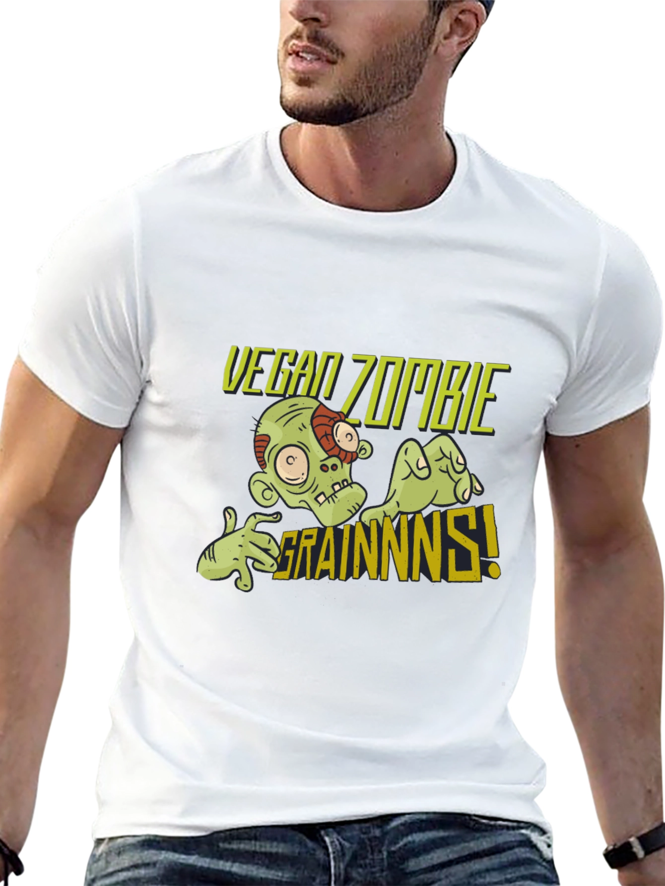 Vegan Zombie Grainns T-Shirt -  Mens Black Tee