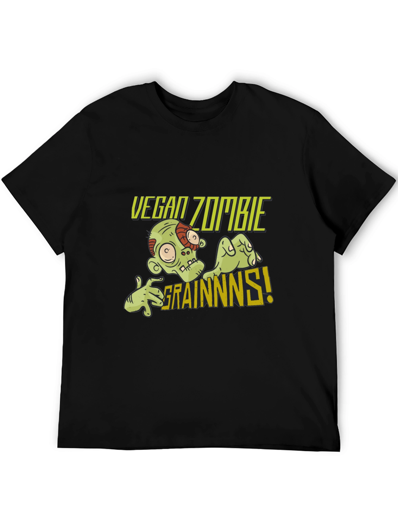 Vegan Zombie Grainns T-Shirt -  Mens Black Tee
