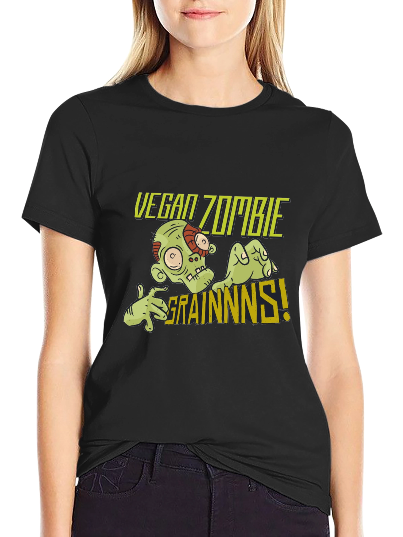 Vegan Zombie Grainns T-Shirt -  Mens Black Tee