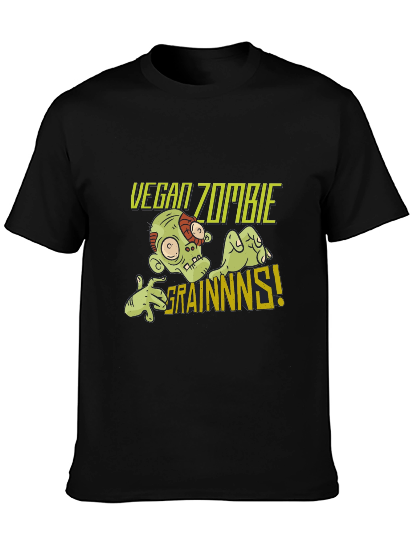 Vegan Zombie Grainns T-Shirt -  Mens Black Tee