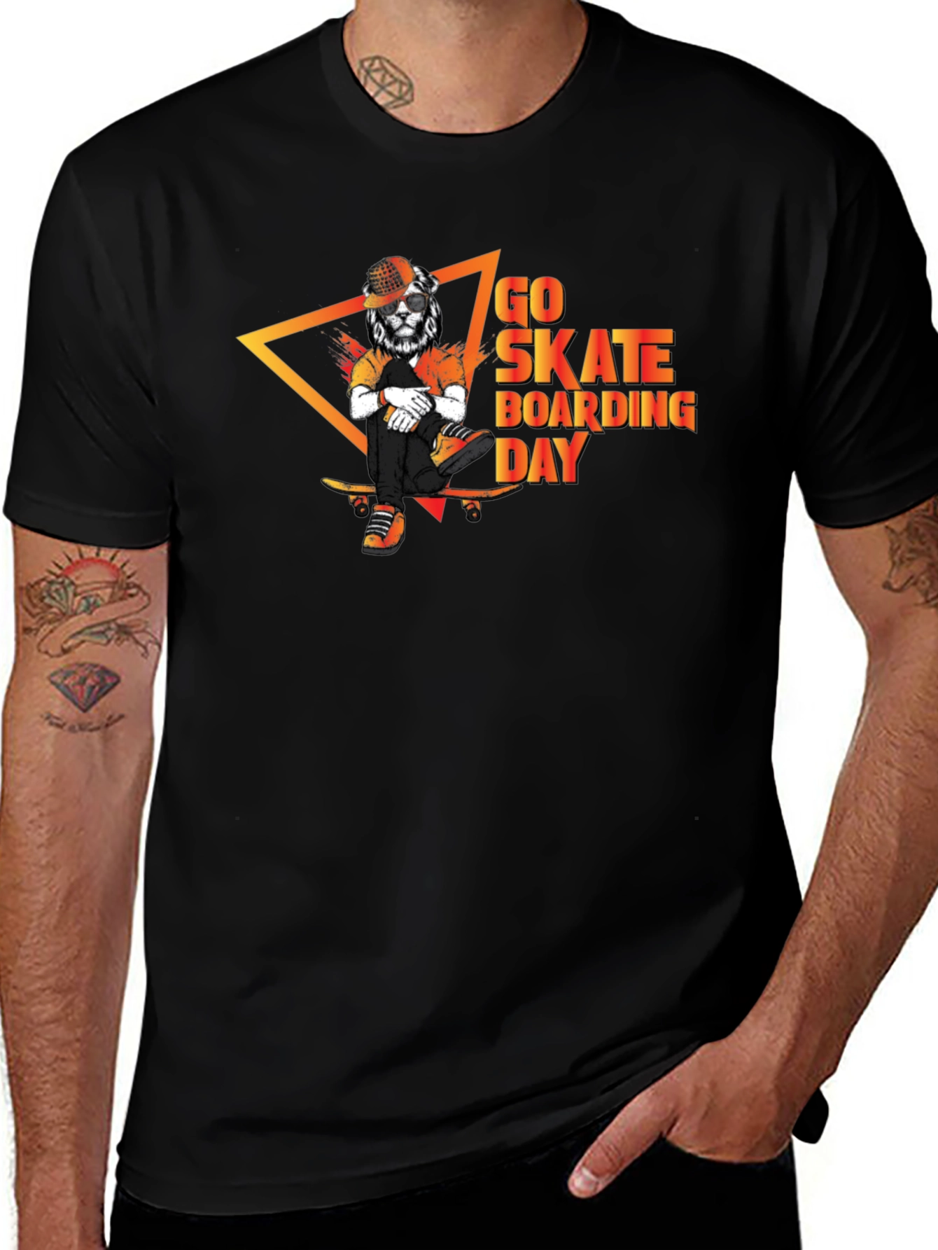 Go Skateboarding Day T-Shirt Lion Skater Graphic Tee