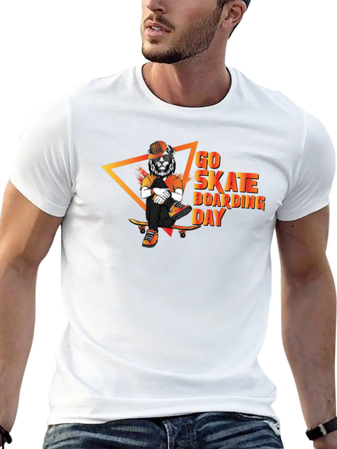 Go Skateboarding Day T-Shirt Lion Skater Graphic Tee