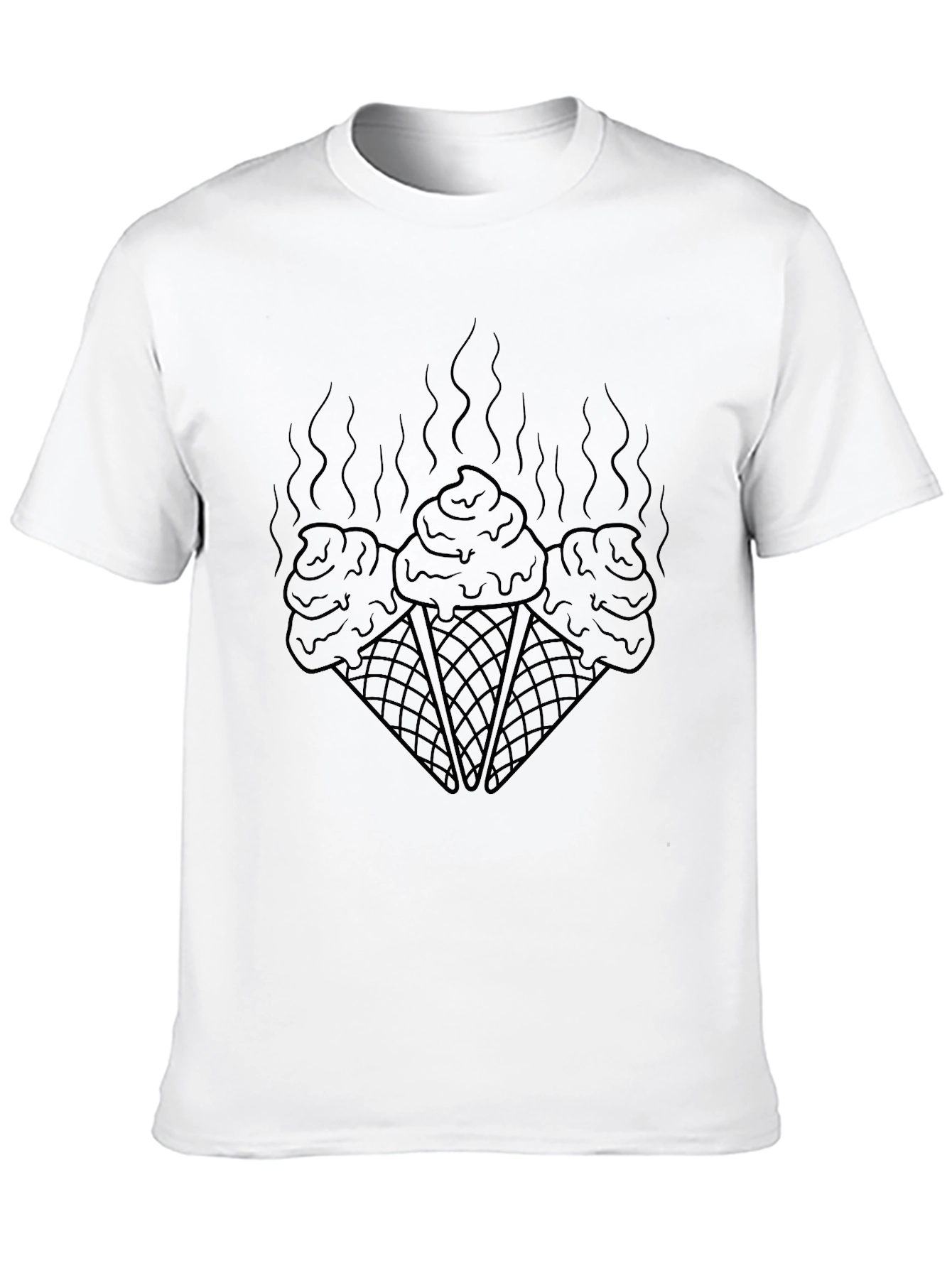 Melting Ice Cream Cone Graphic Tee - Black