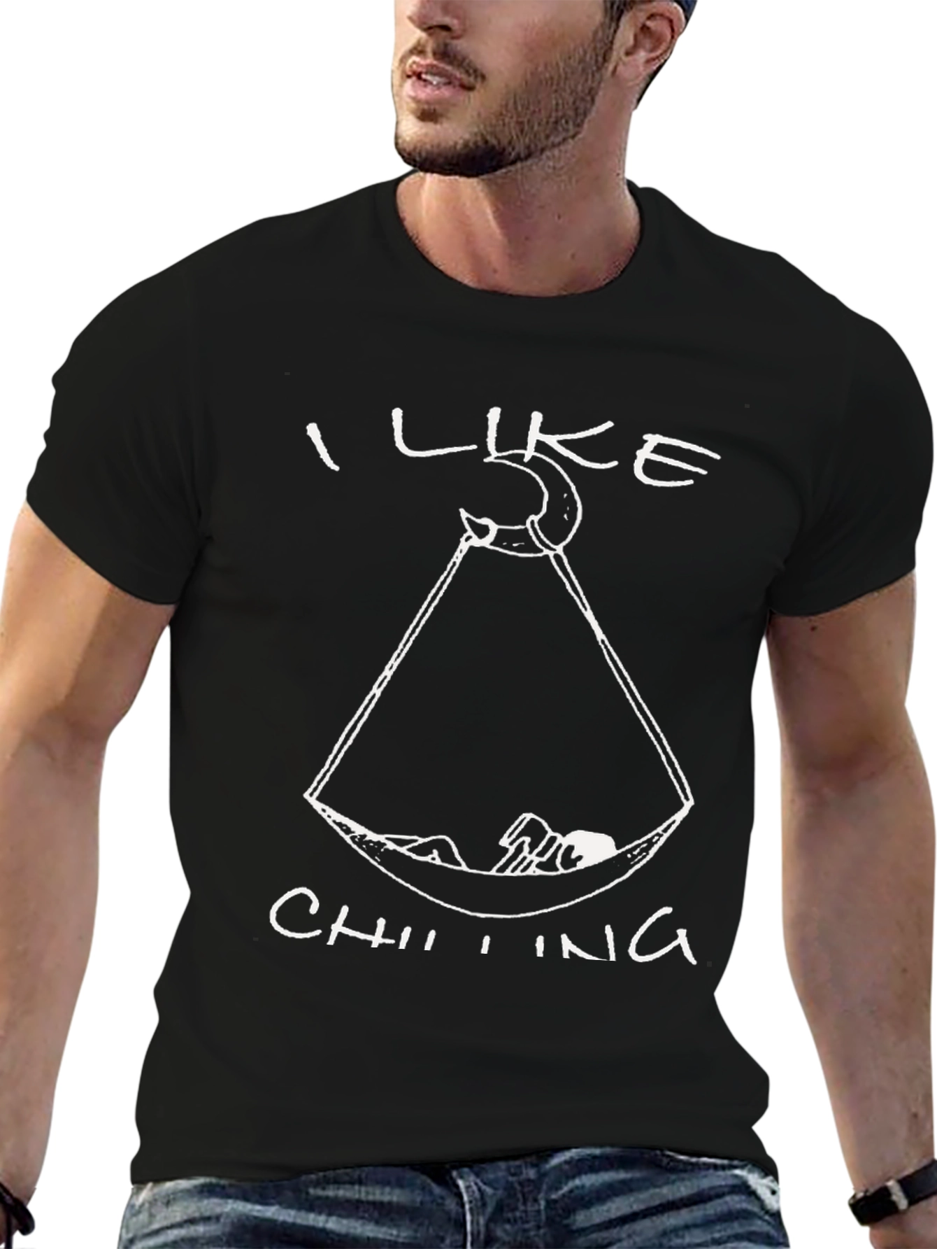I Like Chilling Black T-Shirt - Hammock Lounging Design