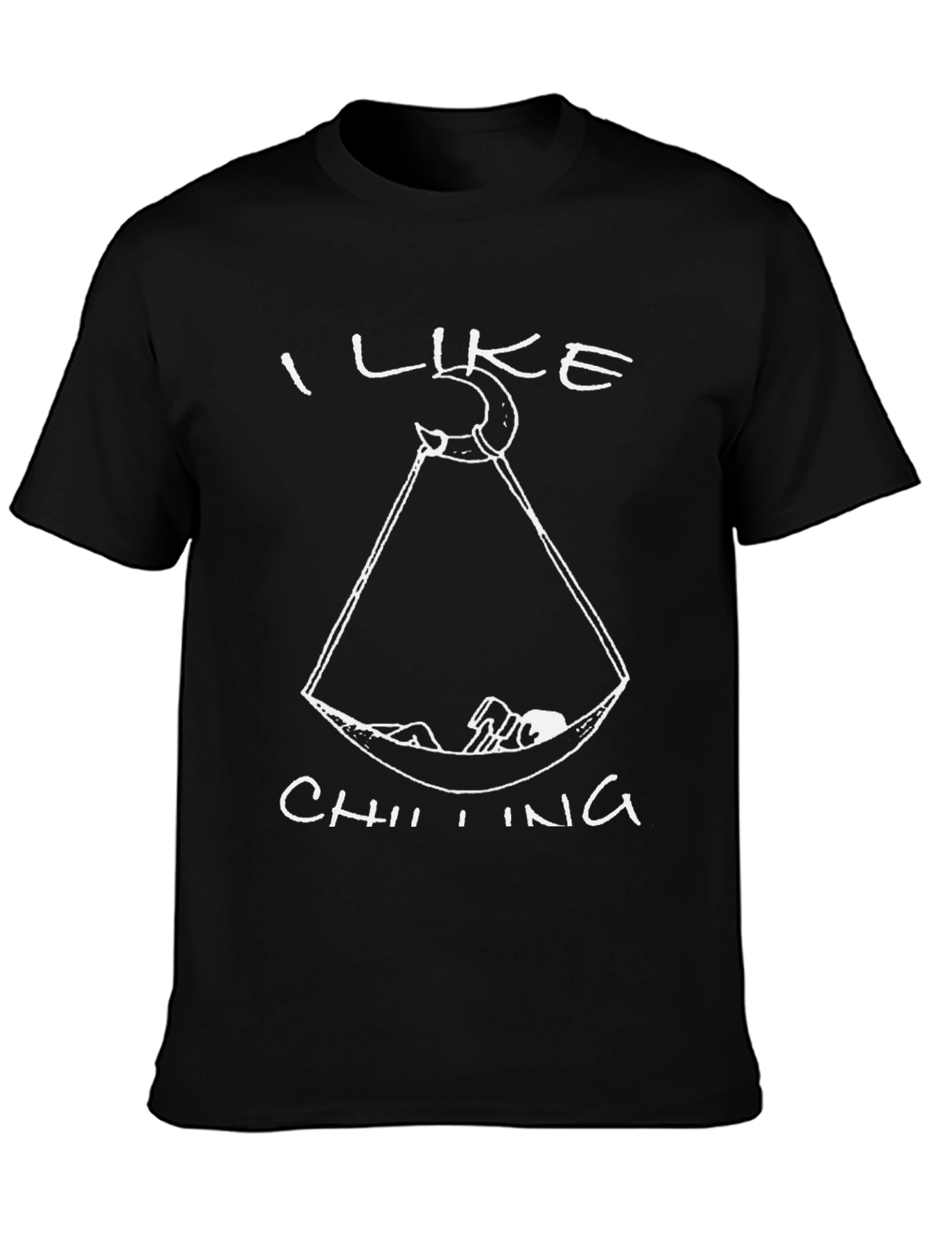 I Like Chilling Black T-Shirt - Hammock Lounging Design