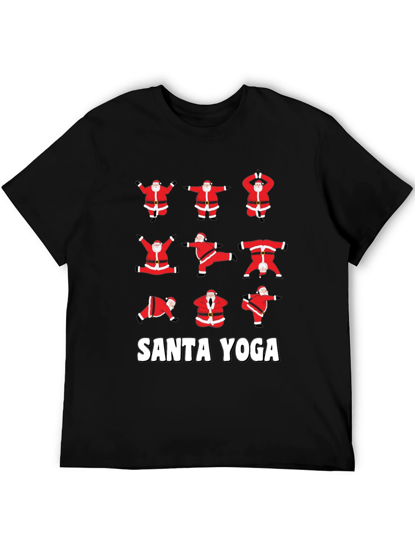 Santa Yoga Graphic Tee - Holiday Fun