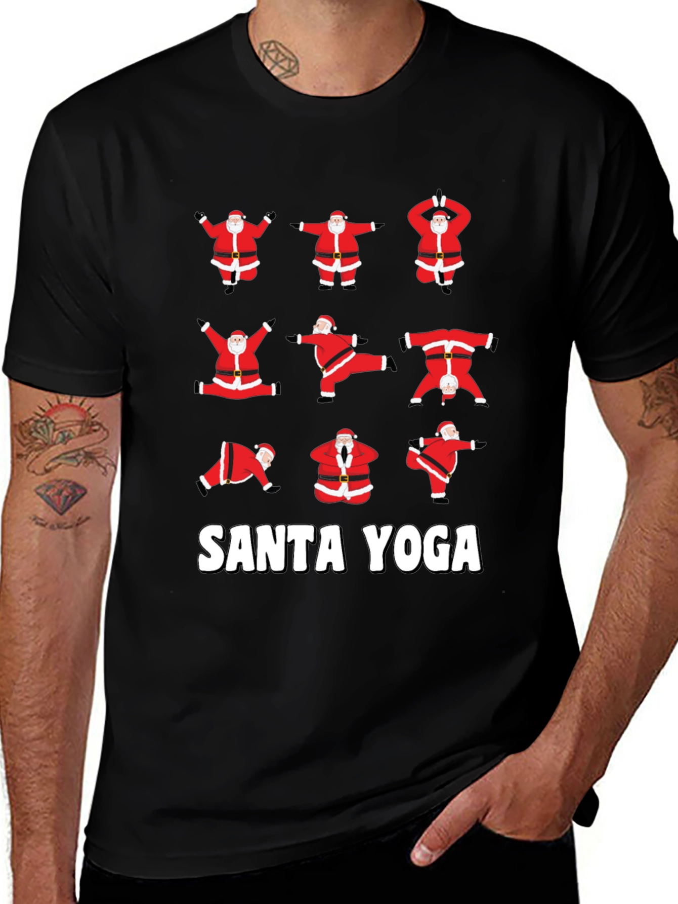 Santa Yoga Graphic Tee - Holiday Fun