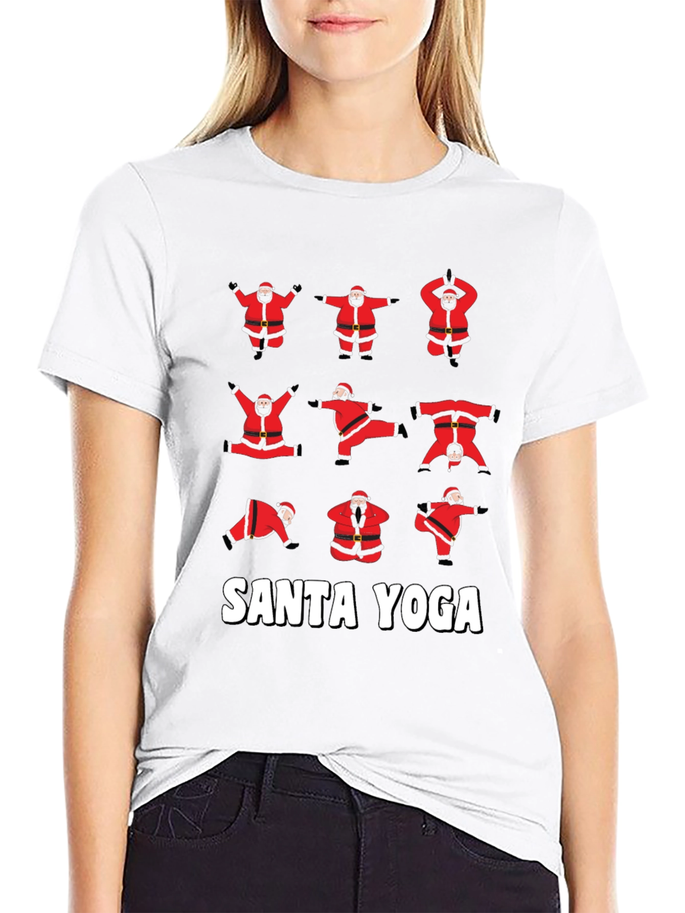 Santa Yoga Graphic Tee - Holiday Fun