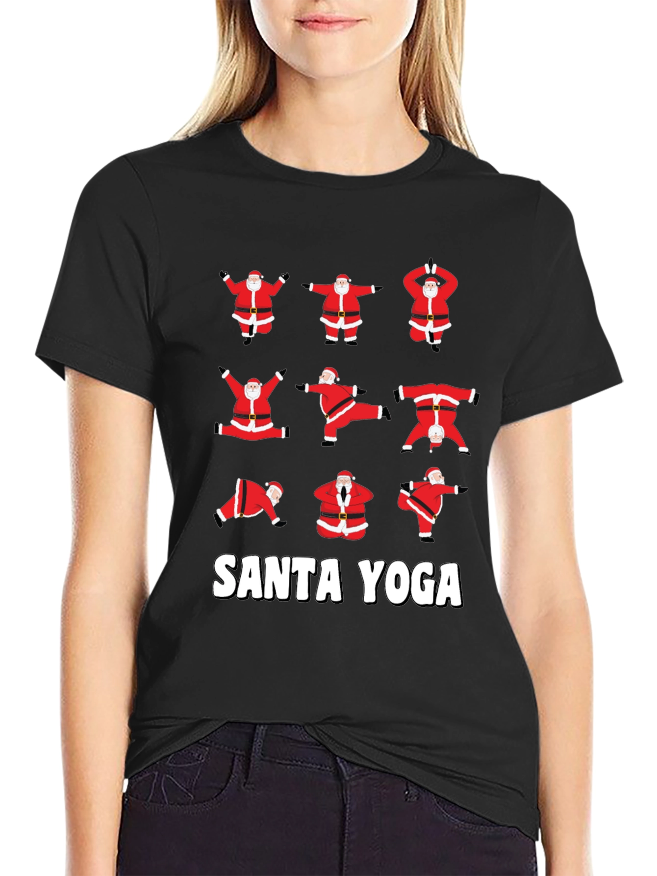 Santa Yoga Graphic Tee - Holiday Fun