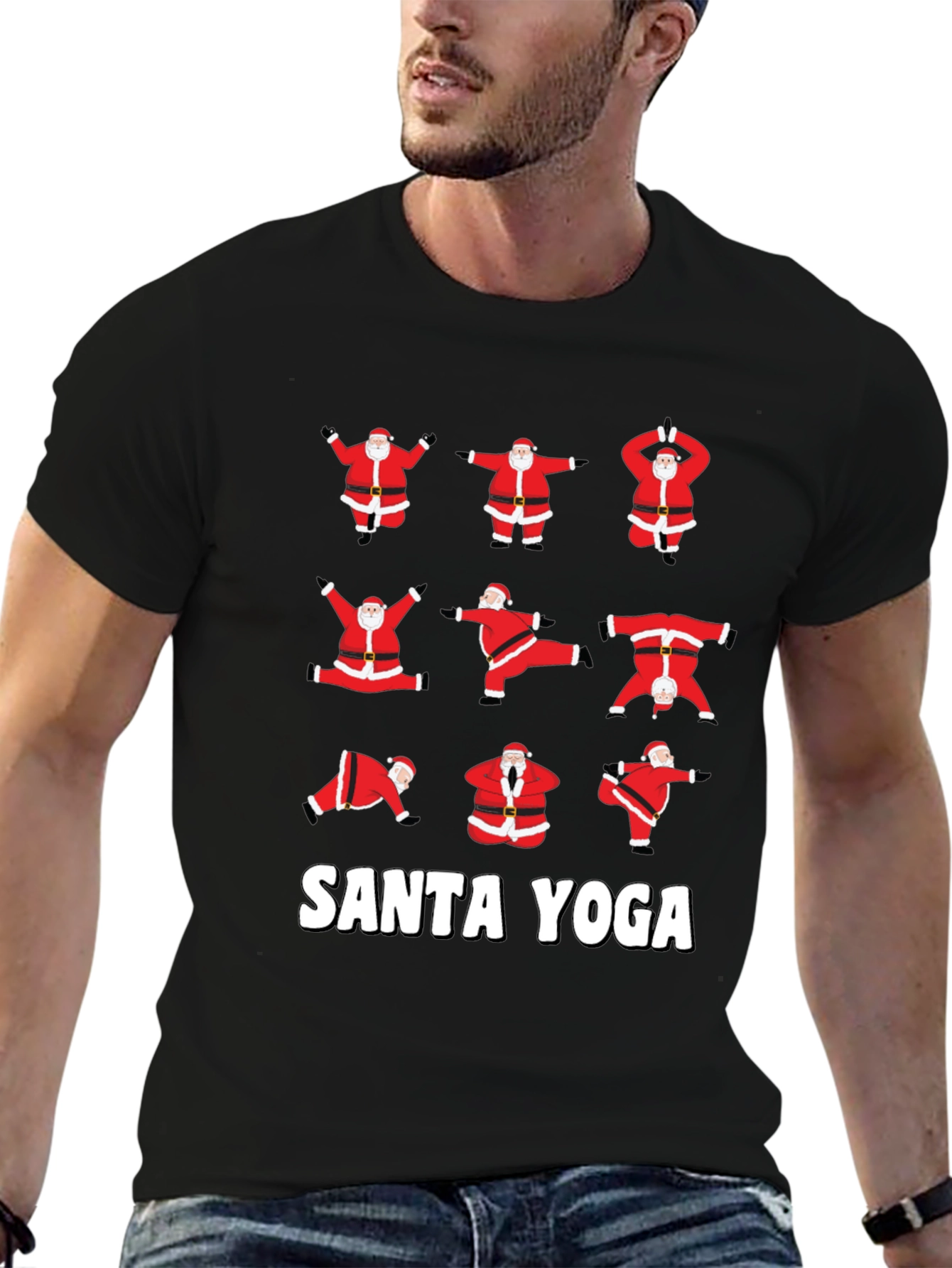 Santa Yoga Graphic Tee - Holiday Fun