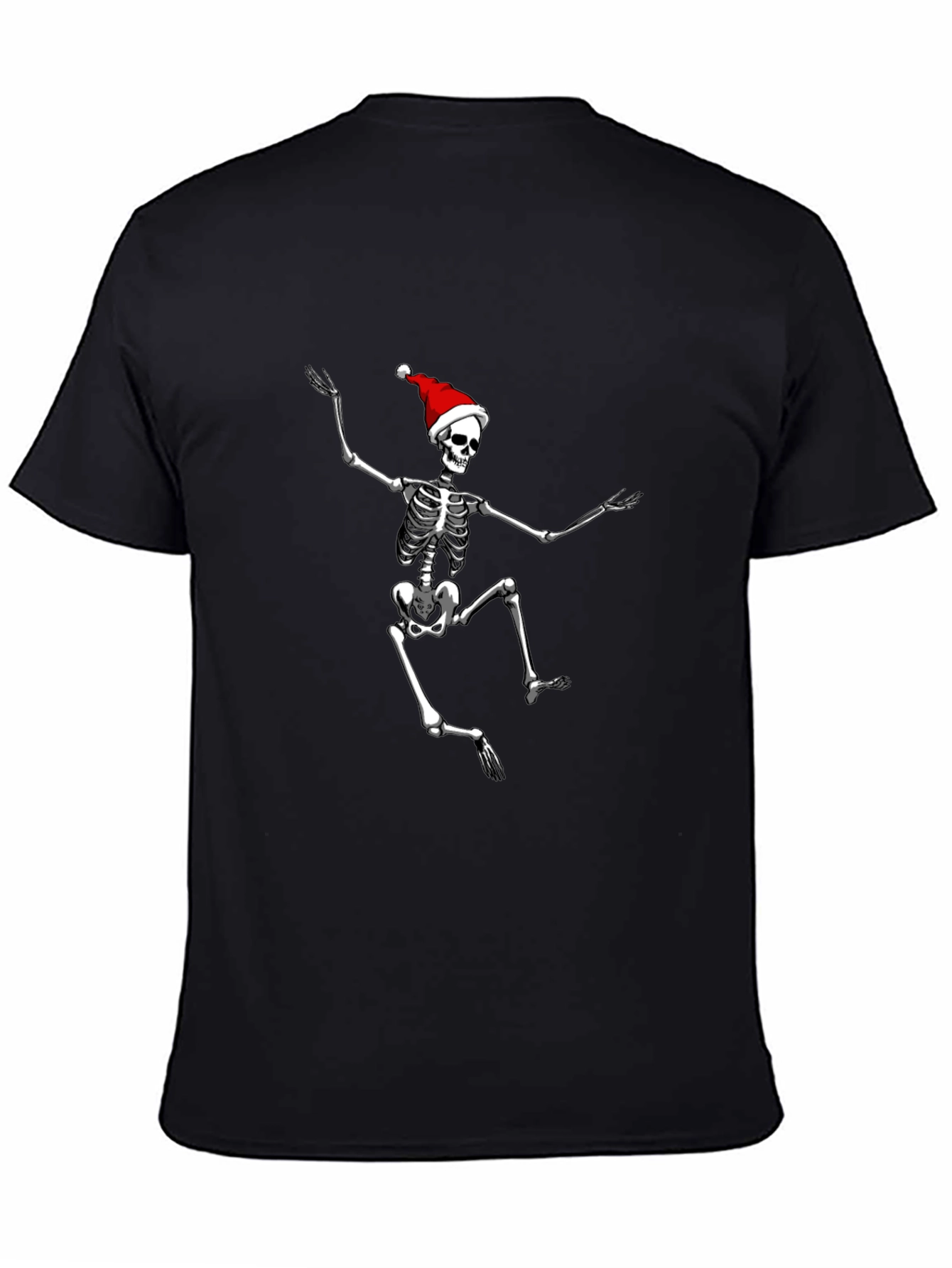 Skeleton Santa Black T-Shirt: Holiday Spooky Style