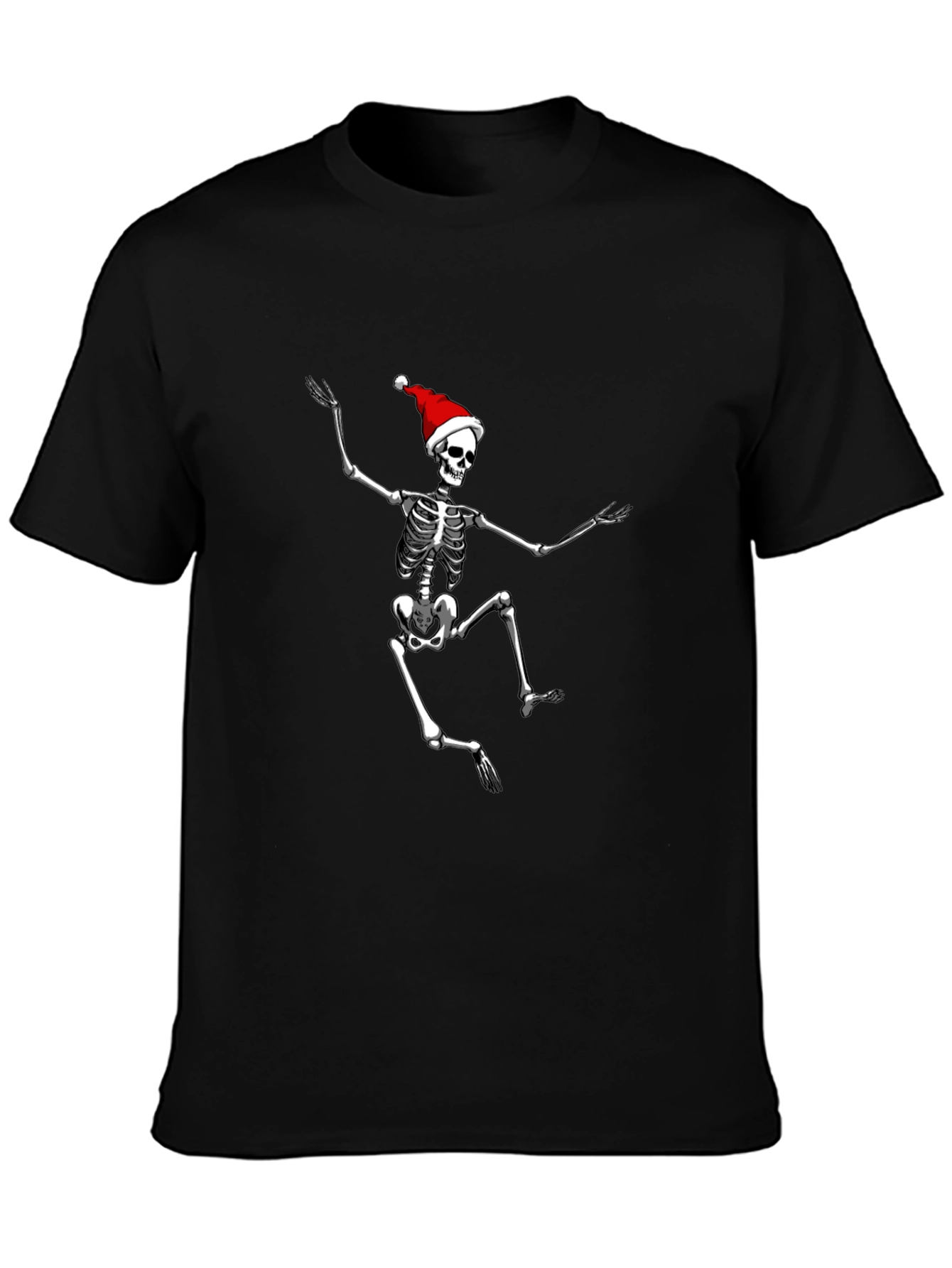 Skeleton Santa Black T-Shirt: Holiday Spooky Style
