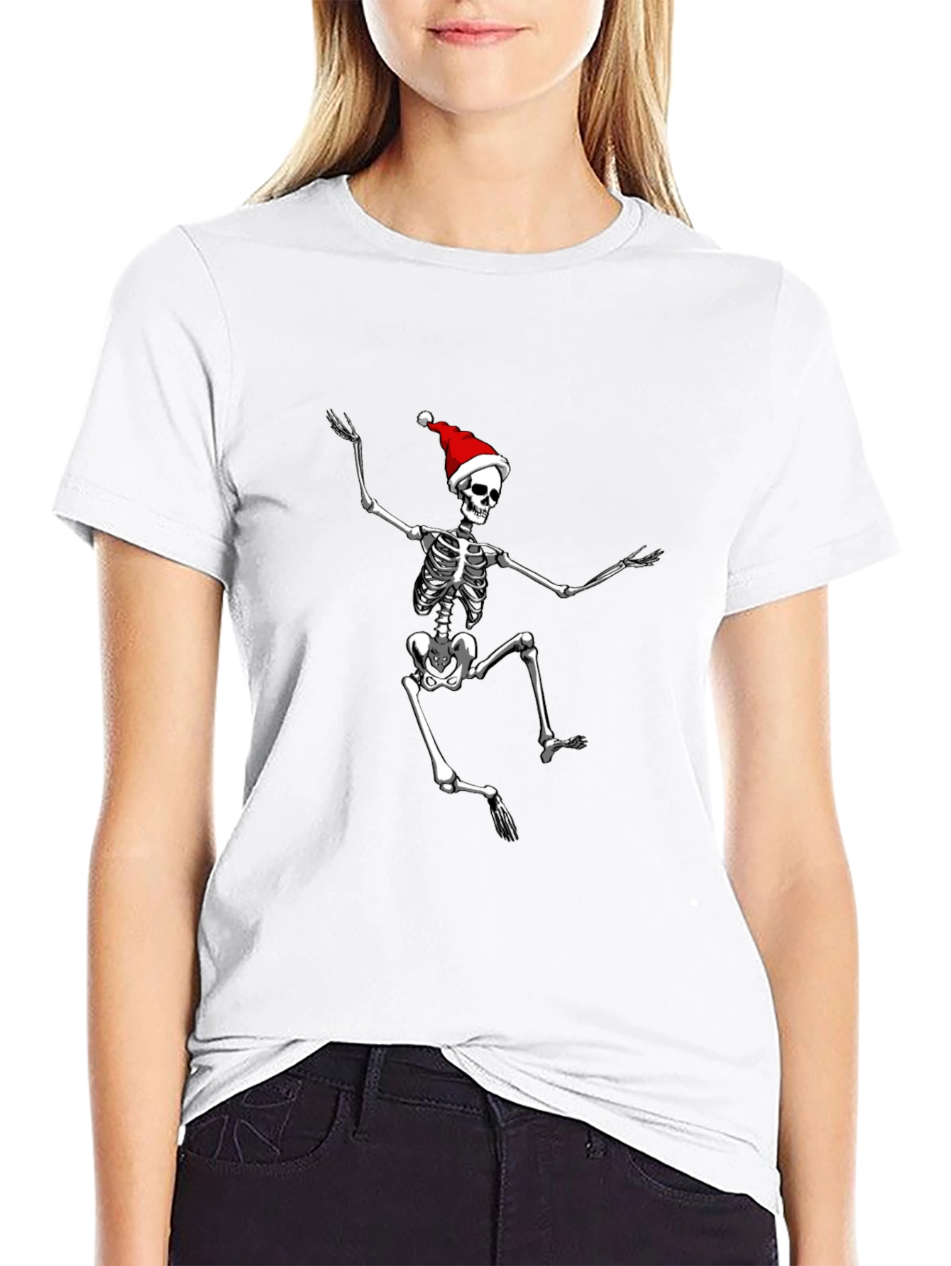 Skeleton Santa Black T-Shirt: Holiday Spooky Style