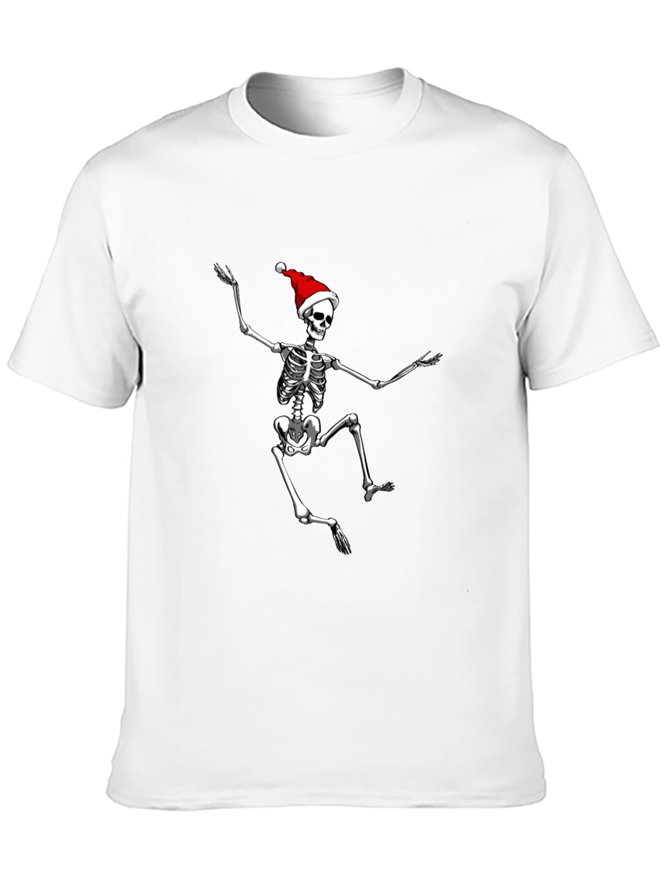 Skeleton Santa Black T-Shirt: Holiday Spooky Style