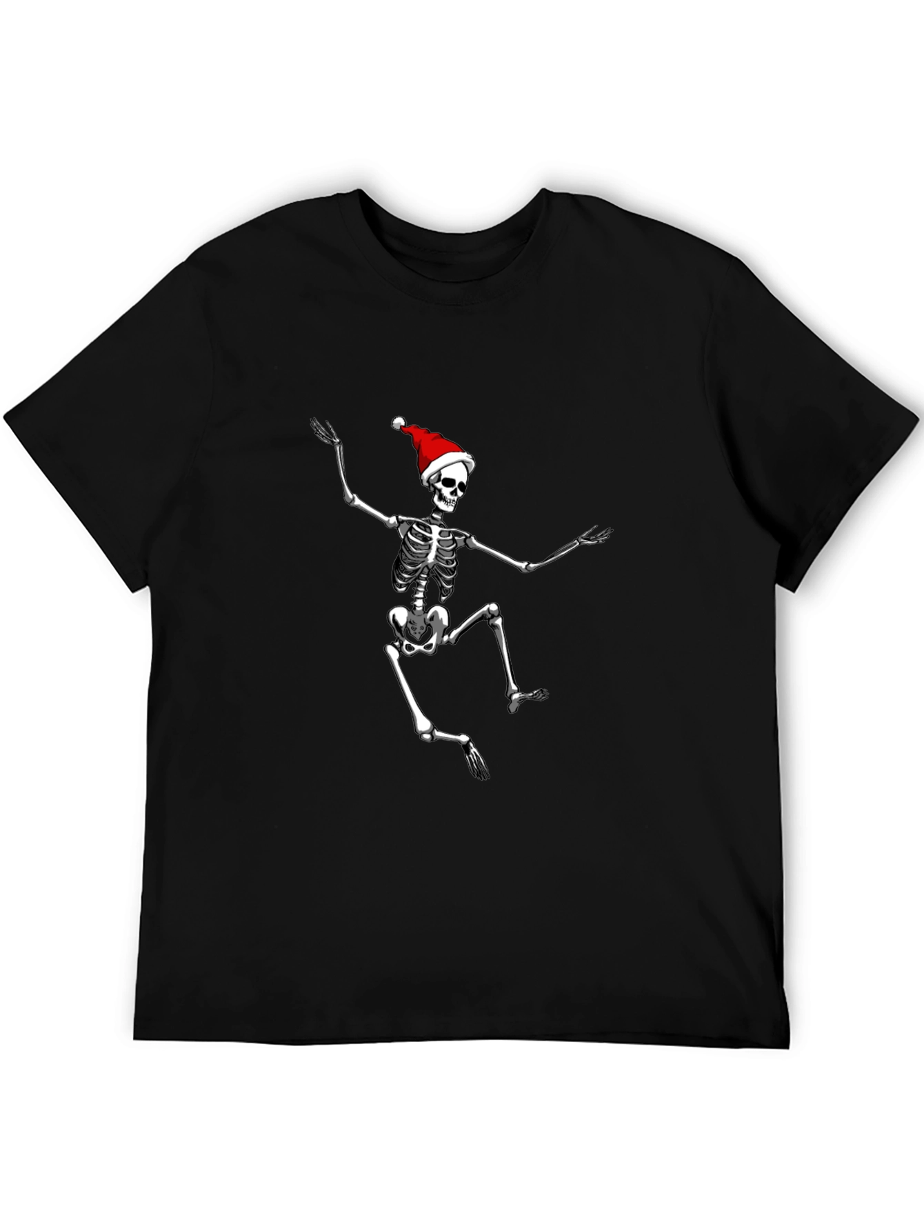 Skeleton Santa Black T-Shirt: Holiday Spooky Style