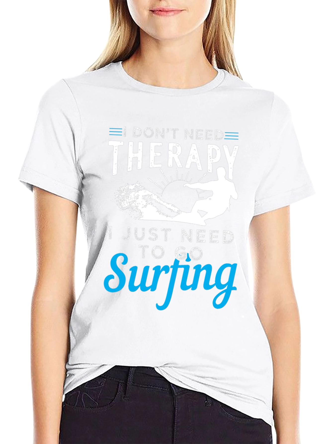 Surfing Therapy T-Shirt - Black Cotton Tee