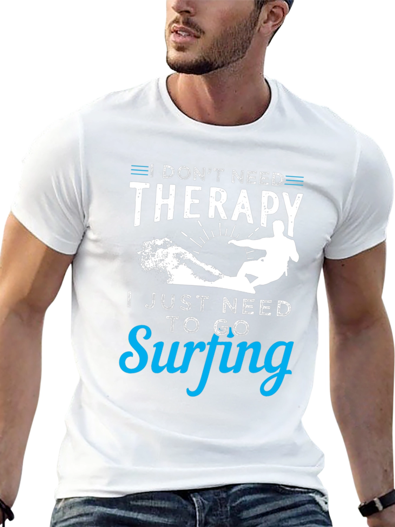 Surfing Therapy T-Shirt - Black Cotton Tee