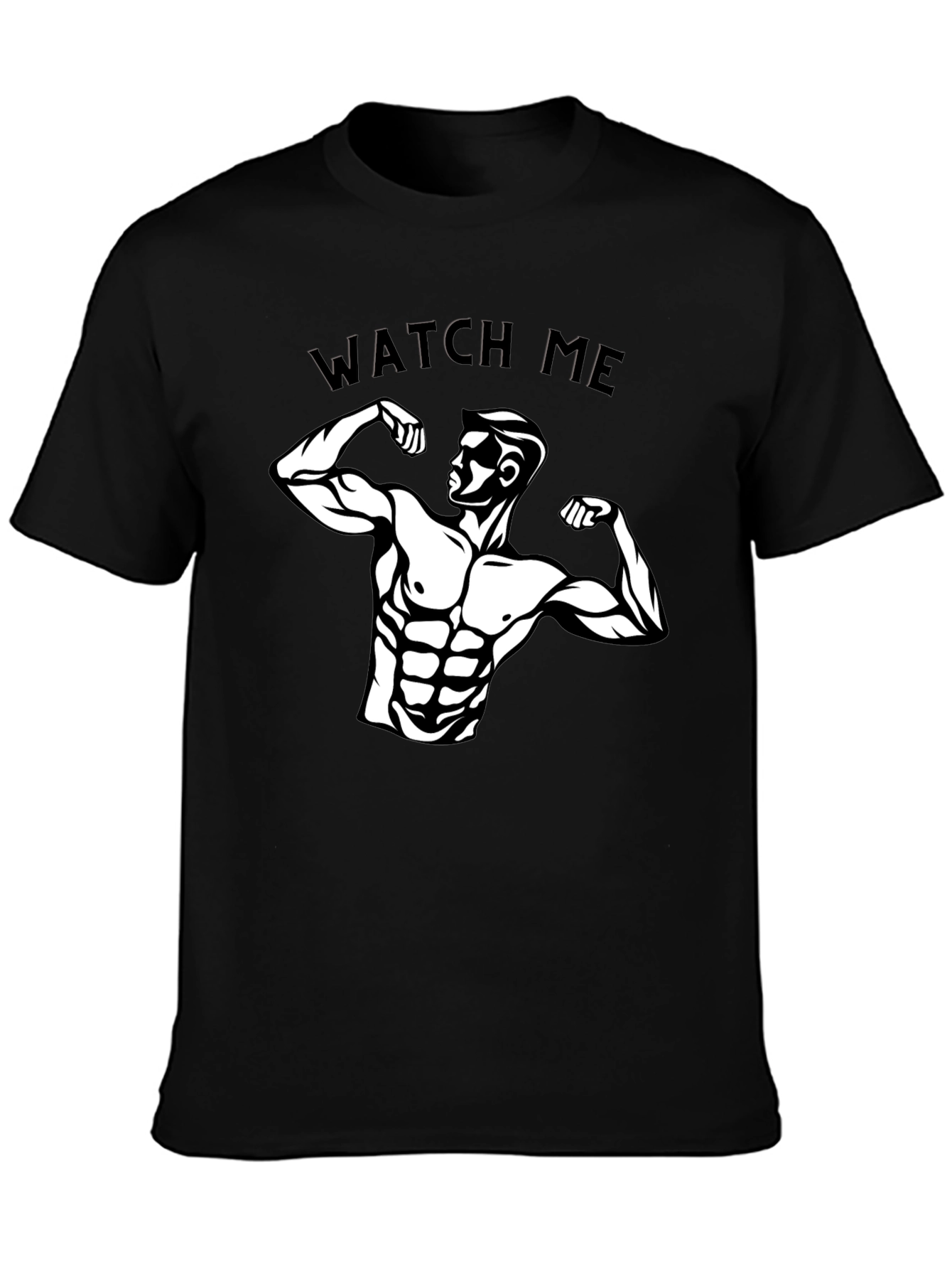 Mens Black Graphic T-Shirt - Muscle Man