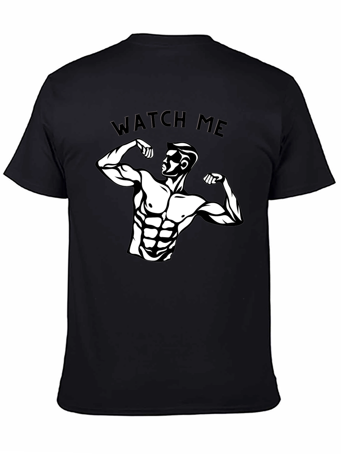 Mens Black Graphic T-Shirt - Muscle Man