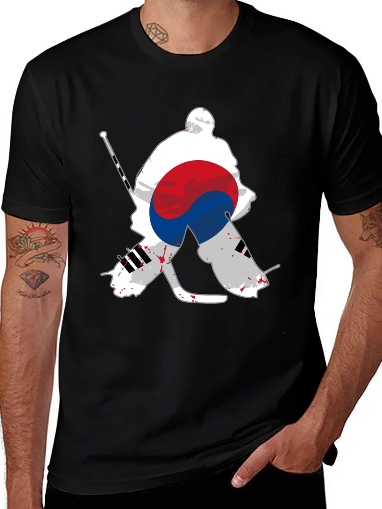 South Korea Hockey Goalie Black Graphic Tee