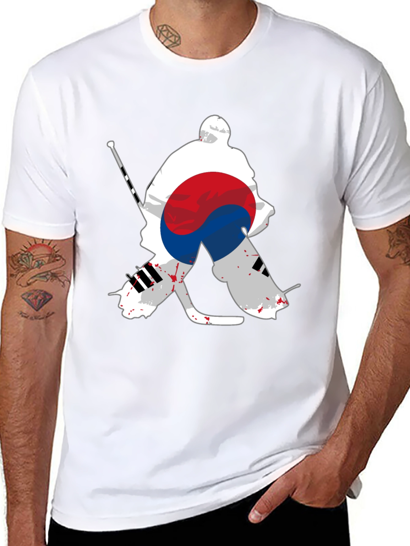 South Korea Hockey Goalie Black Graphic Tee