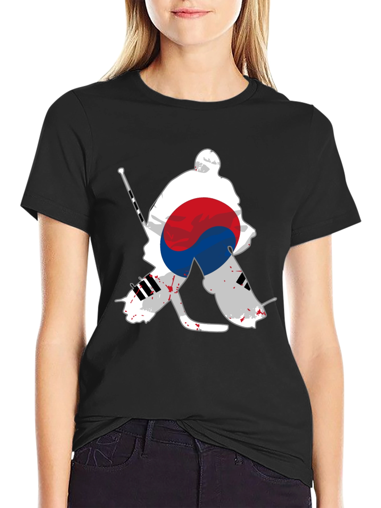 South Korea Hockey Goalie Black Graphic Tee