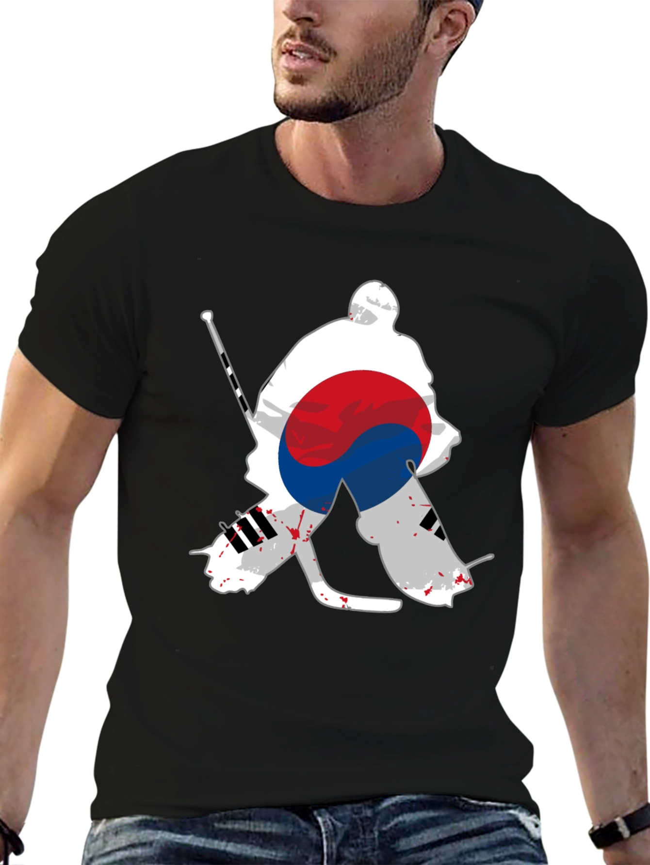 South Korea Hockey Goalie Black Graphic Tee