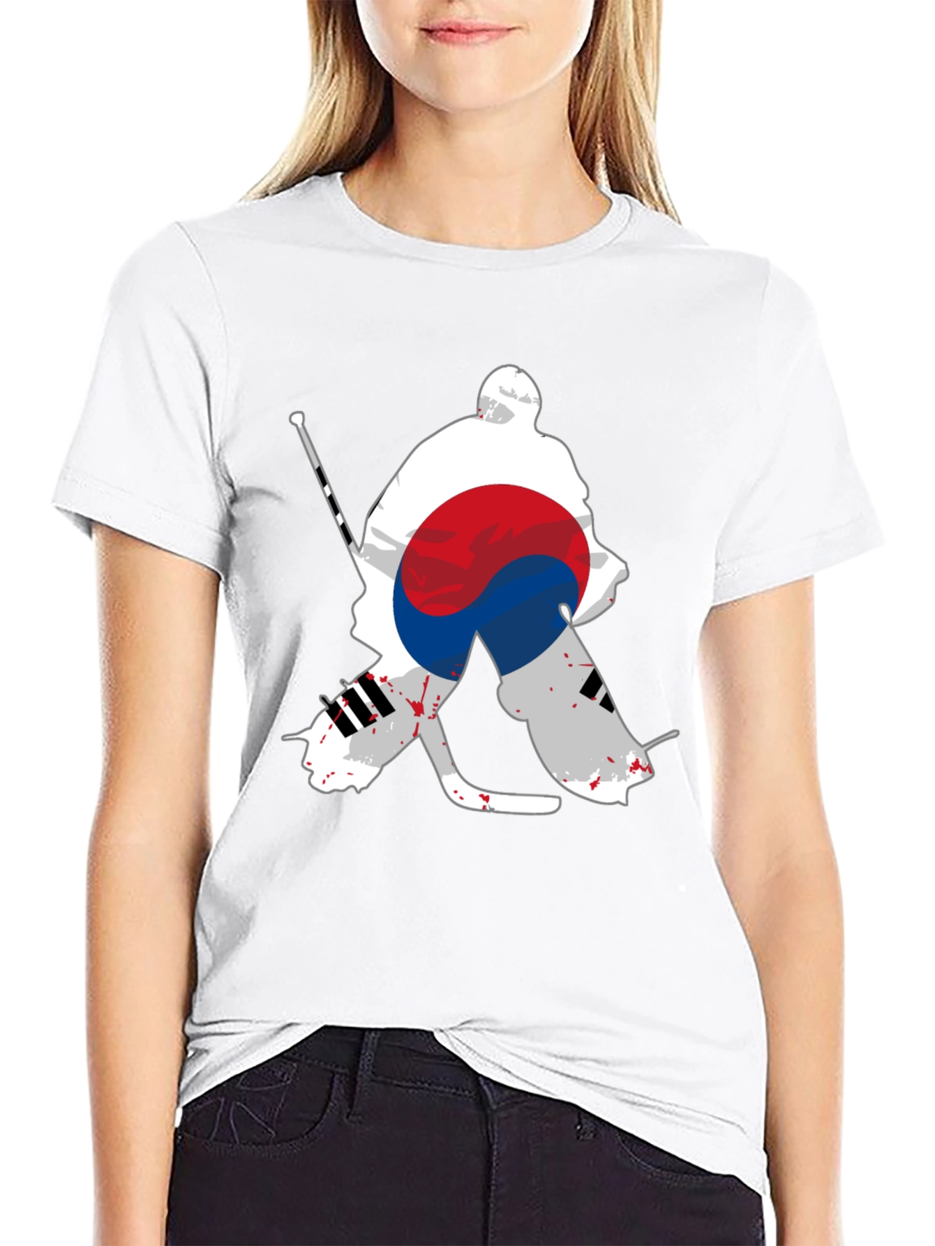 South Korea Hockey Goalie Black Graphic Tee