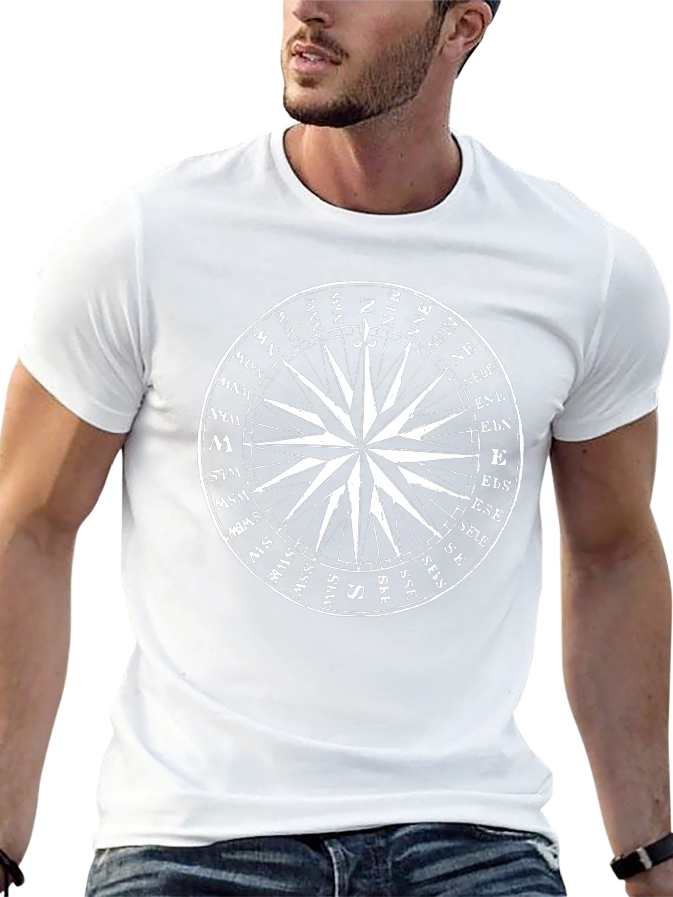 Compass Rose Graphic T-Shirt - Stylish Nautical Design
