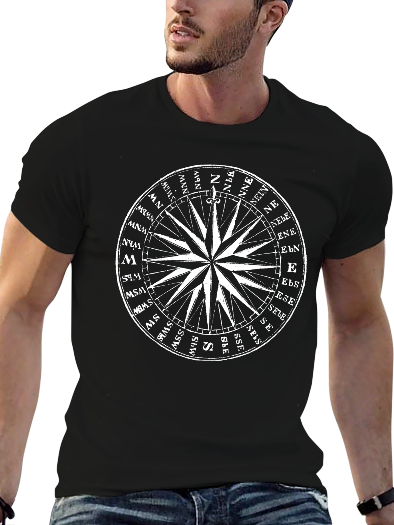 Compass Rose Graphic T-Shirt - Stylish Nautical Design