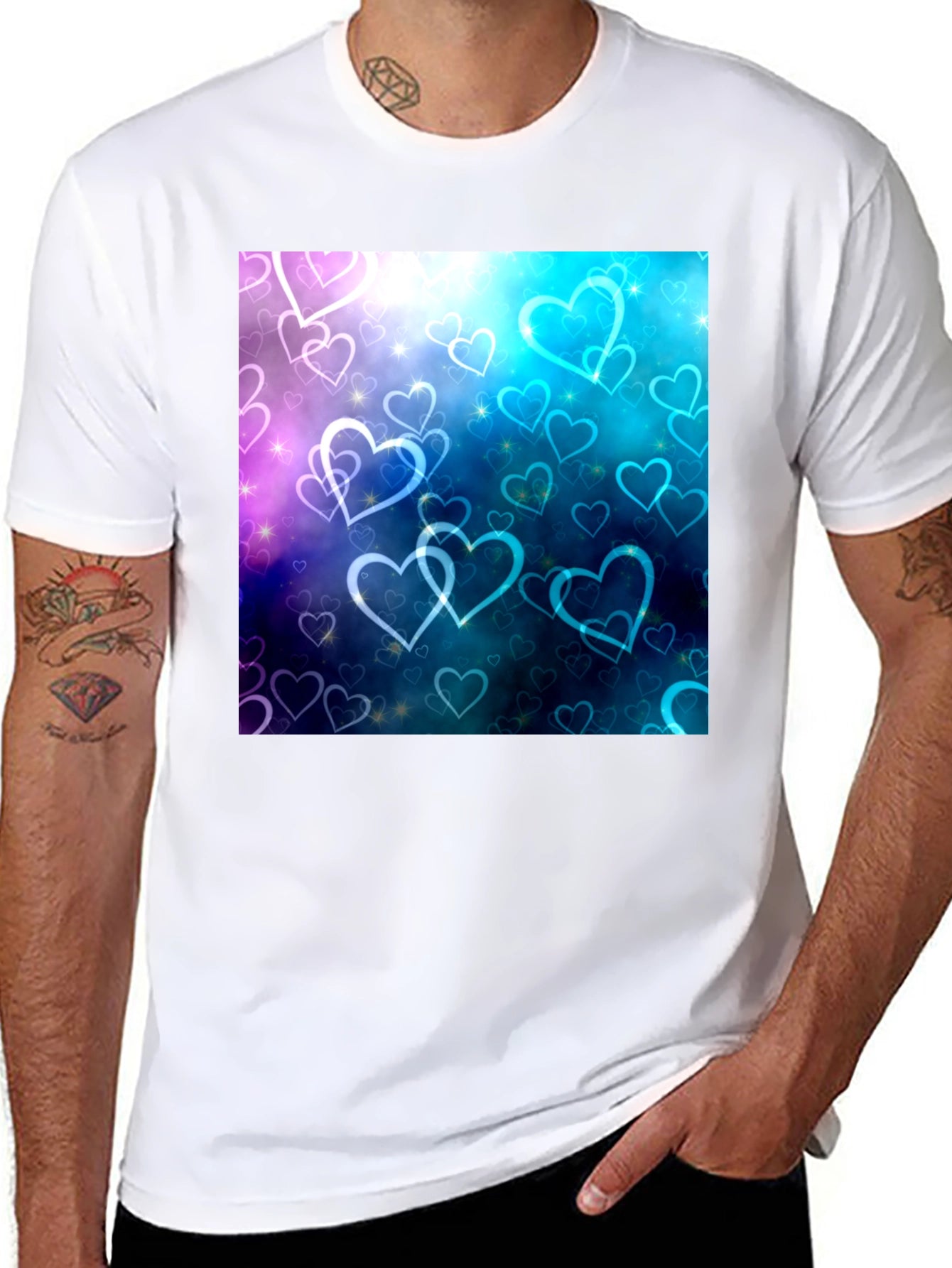Hearts Design Black T-Shirt