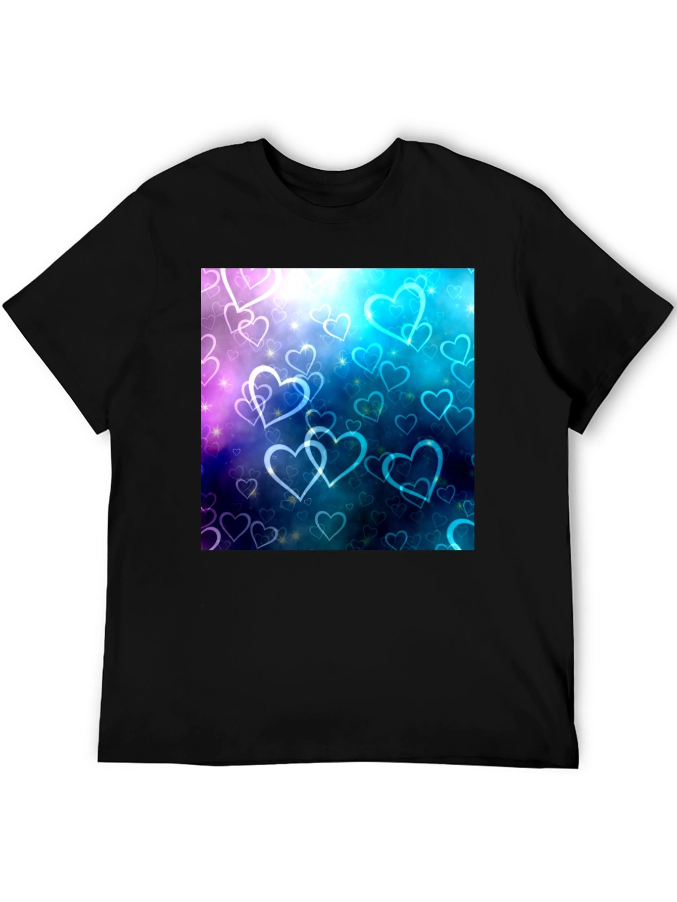 Hearts Design Black T-Shirt