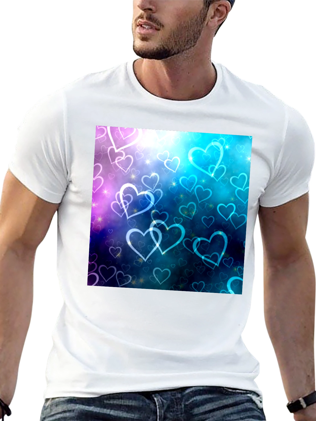 Hearts Design Black T-Shirt