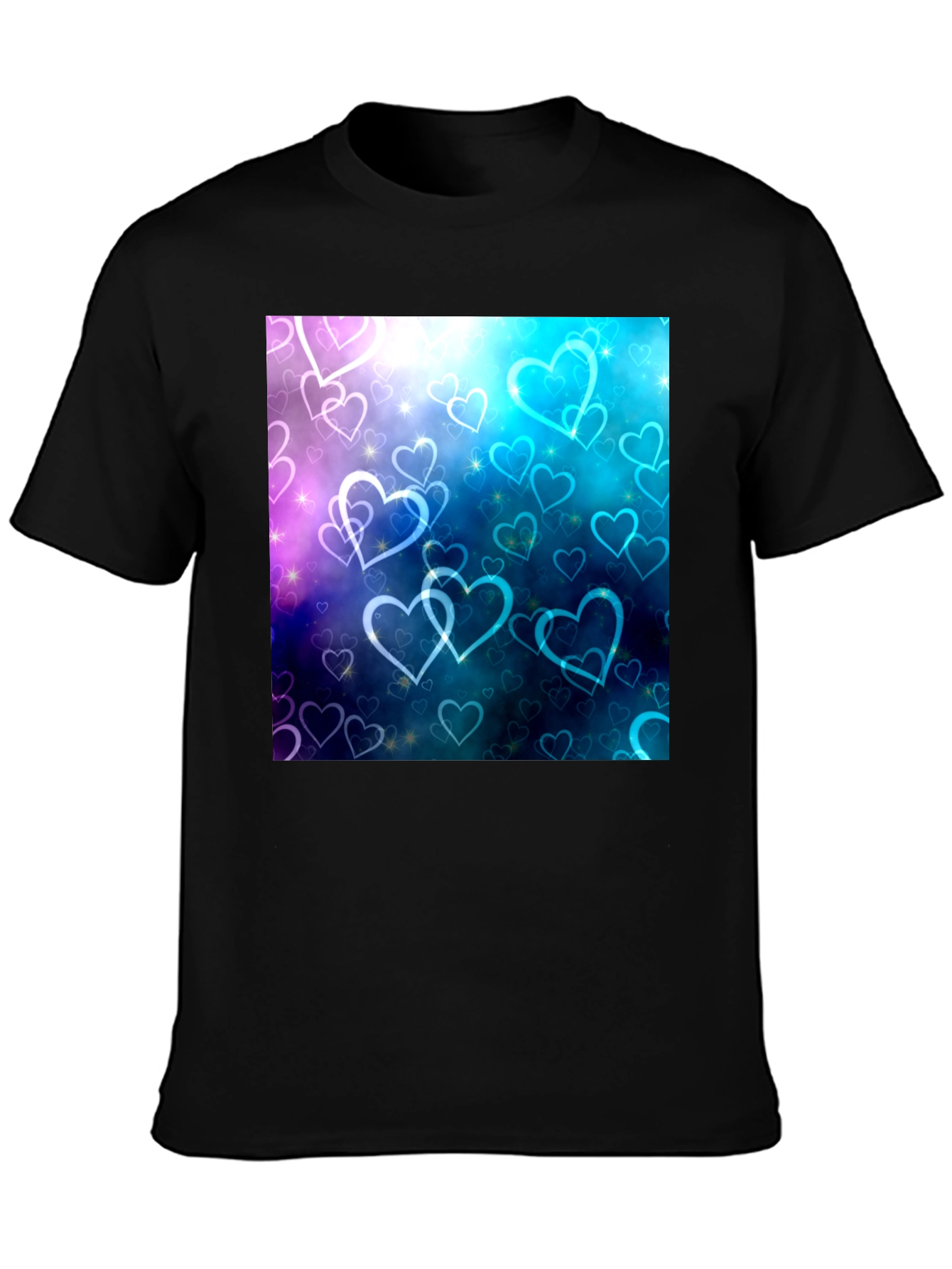 Hearts Design Black T-Shirt