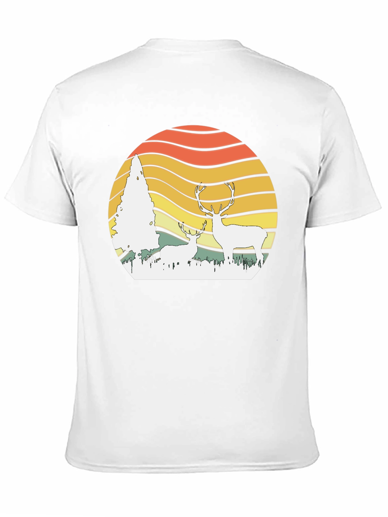 Retro Deer Sunset Graphic Tee - Nature Lovers T-Shirt