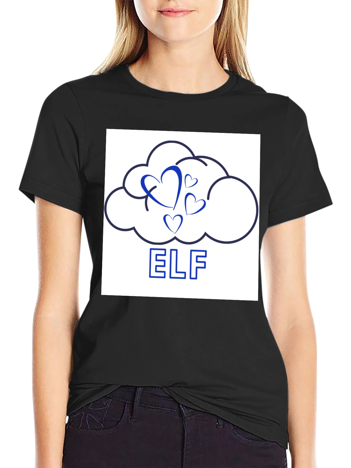 Cloud Hearts ELF Graphic T-Shirt - Modern Design