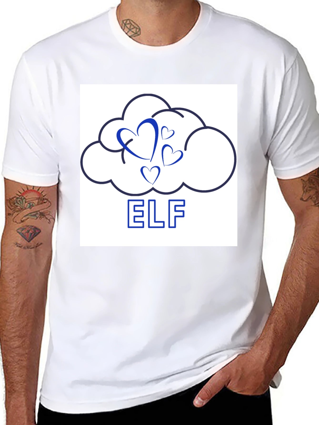 Cloud Hearts ELF Graphic T-Shirt - Modern Design