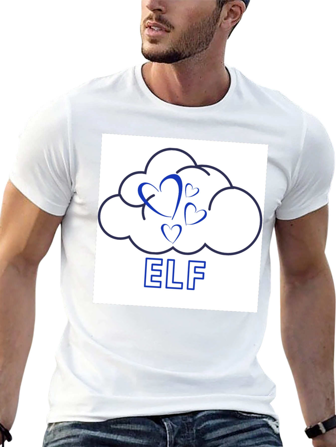 Cloud Hearts ELF Graphic T-Shirt - Modern Design