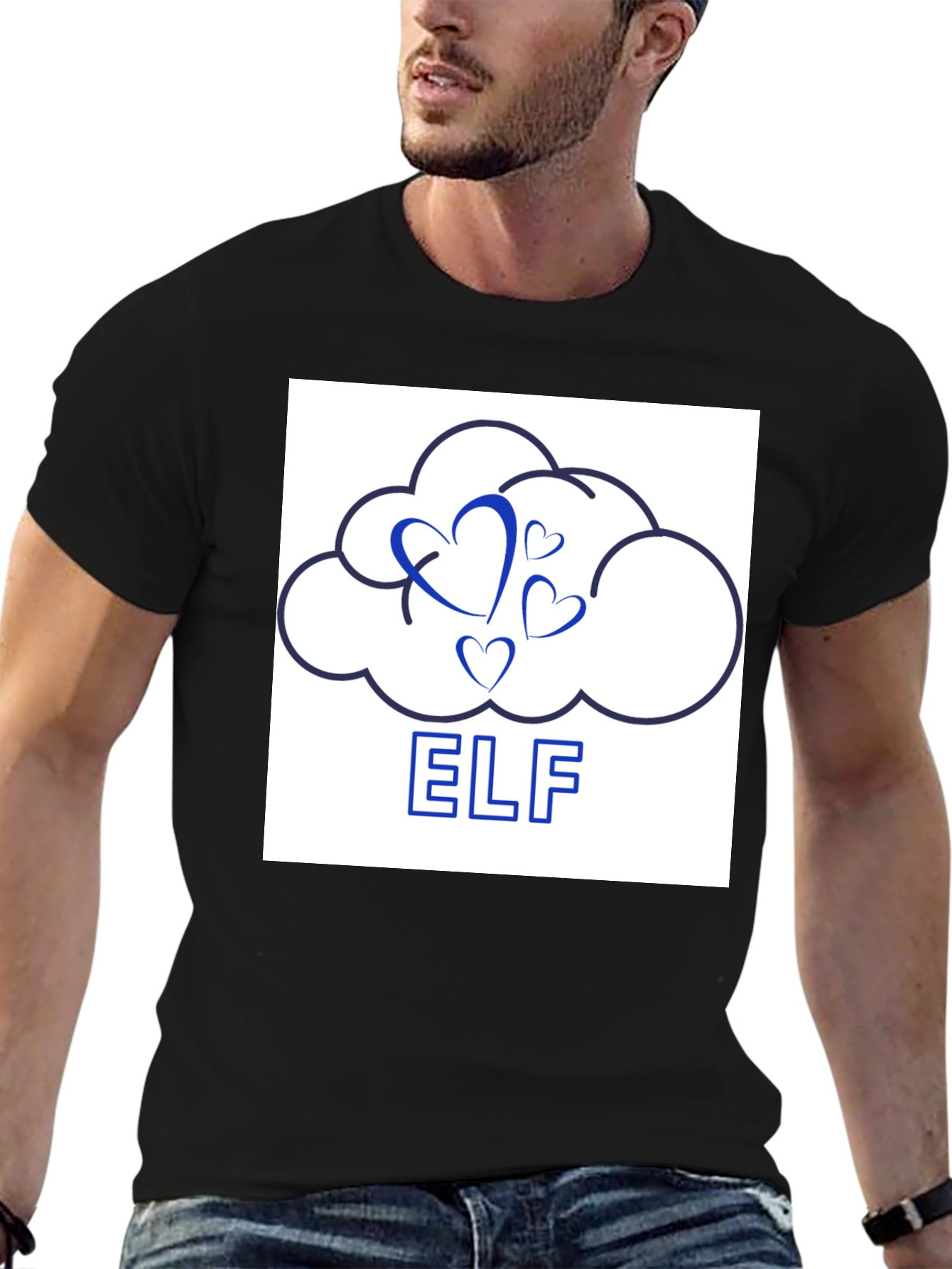 Cloud Hearts ELF Graphic T-Shirt - Modern Design