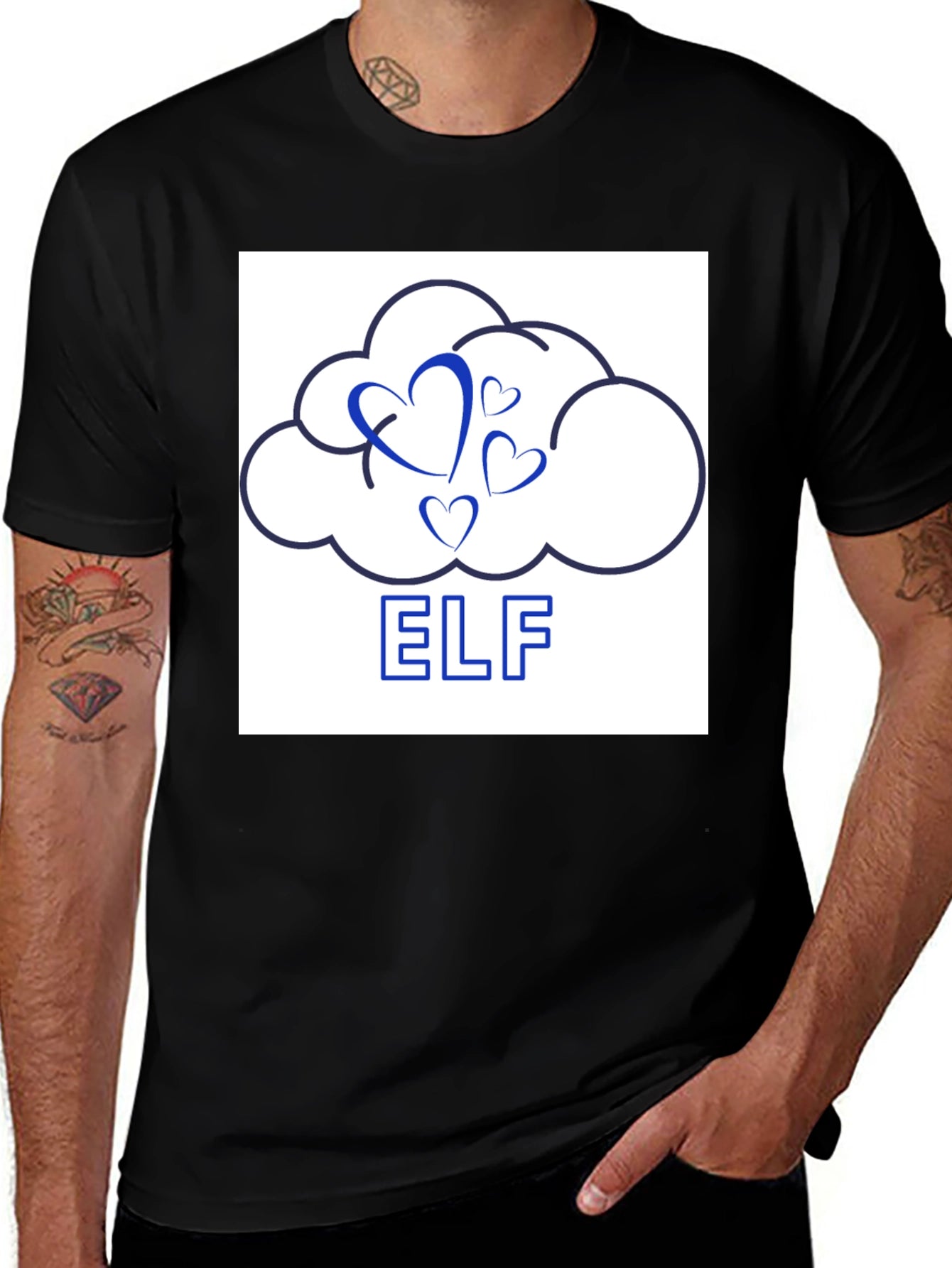 Cloud Hearts ELF Graphic T-Shirt - Modern Design